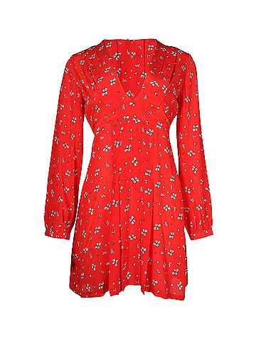 Rixo London Rixo Long Sleeve Mini Dress in Red Silk (view 1)