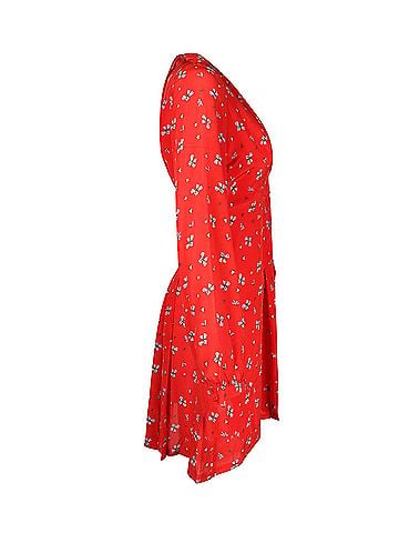 Rixo London Rixo Long Sleeve Mini Dress in Red Silk (view 2)