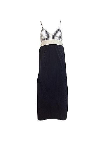 Dries Van Noten Dries Van Noten Stiped Bra Top Midi Dress in Navy Blue Cotton (view 1)