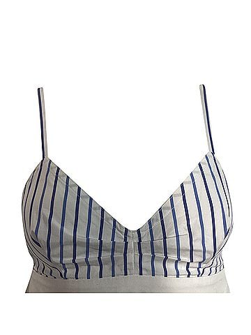 Dries Van Noten Dries Van Noten Stiped Bra Top Midi Dress in Navy Blue Cotton (view 2)
