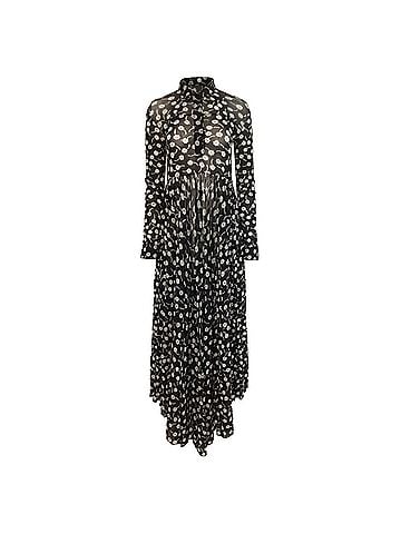 Jil Sander  Jil Sander Floral Print Maxi Shirt Dress in Black Polyamide (view 1)