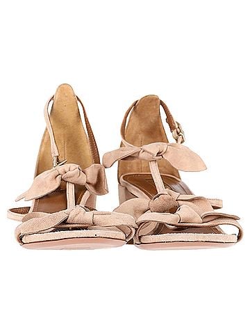 Aquazzura Aquazzura St Tropez Bow 50mm Sandal in Beige Suede (view 2)