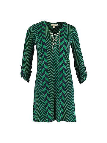 Michael Kors Michael Michael Kors Chain Detail Dress in Green Polyester (view 1)