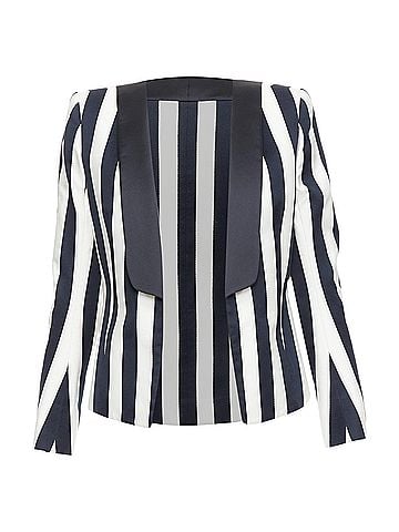 Balmain Balmain Cotton Blend Bold Striped Power Shoulder Blazer (view 1)