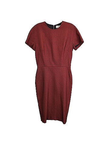 Victoria Beckham Victoria Beckham Stretch Jacquard Midi Dress in Burgundy Cotton (view 1)