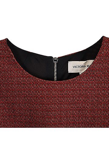 Victoria Beckham Victoria Beckham Stretch Jacquard Midi Dress in Burgundy Cotton (view 2)
