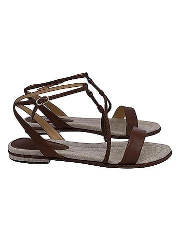 Alexandre Birman Alexandre Birman Braided Flat Sandals in Brown Calfskin Leather (view 1)