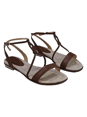 Alexandre Birman Alexandre Birman Braided Flat Sandals in Brown Calfskin Leather (view 2)