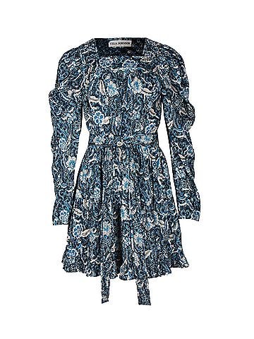 Ulla Johnson Ulla Johnson Nailah Floral-Print Mini Dress in Blue Cotton (view 1)