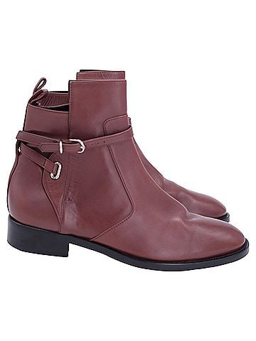 Balenciaga Balenciaga Flat Ankle with Belt Detail Boots in Brown Leather (view 1)