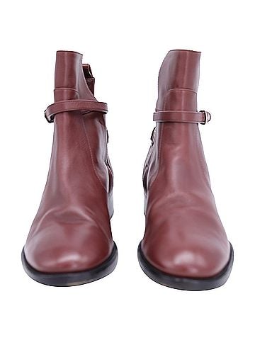 Balenciaga Balenciaga Flat Ankle with Belt Detail Boots in Brown Leather (view 2)