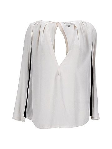 Sandro Sandro V-Neck Blouse in Grey Silk (view 1)
