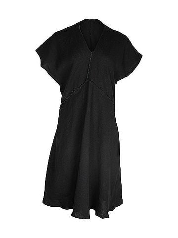 Acne Acne Studios Jessia V-neck Dress in Black Linen (view 2)