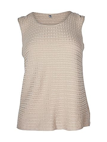 Giorgio Armani Armani Knitted Sleeveless Top in Beige Viscose (view 1)