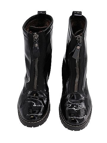 Stuart Weitzman Stuart Weitzman Zip Up Boots in Black Patent Leather (view 2)