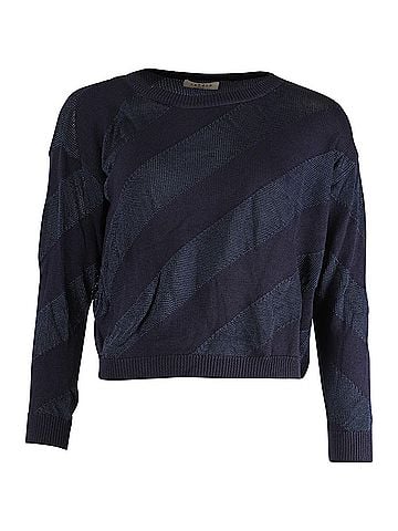 Sandro Sandro Stripe Sweater in Navy Blue Polyester (view 1)
