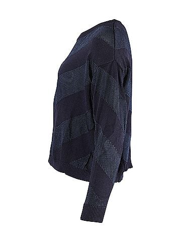 Sandro Sandro Stripe Sweater in Navy Blue Polyester (view 2)