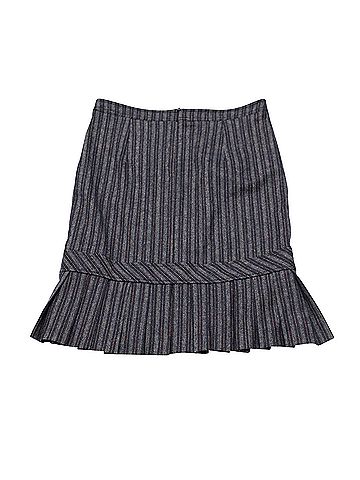 maxmara Maxmara Ruffled Hem Skirt in Blue Wool (view 2)