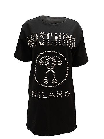 Moschino Moschino Studded Shirt Dress in Black Viscose (view 1)