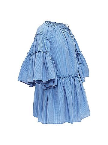MSGM Msgm Striped Cotton Blend Flared Sleeves Drawstring Dress (view 1)
