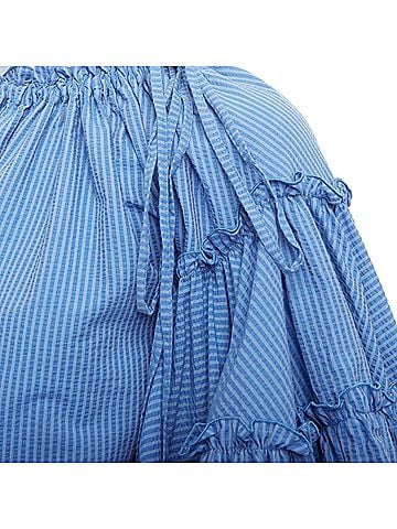 MSGM Msgm Striped Cotton Blend Flared Sleeves Drawstring Dress (view 2)