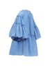 MSGM 100% Cotton Blue Msgm Striped Cotton Blend Flared Sleeves Drawstring Dress Size 6 - photo 6