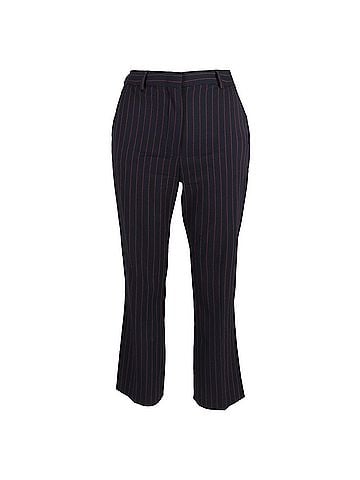Max Mara Max Mara Pin Stripe High-Rise Straight-Leg Trousers in Navy Blue Wool (view 1)