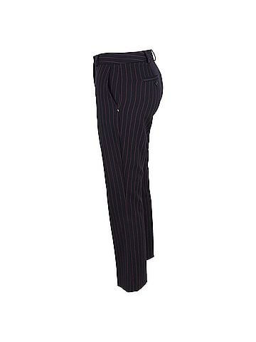 Max Mara Max Mara Pin Stripe High-Rise Straight-Leg Trousers in Navy Blue Wool (view 2)