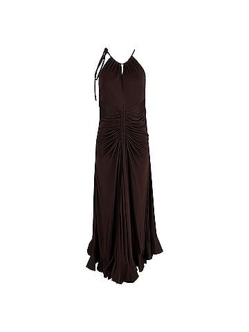Proenza Schouler  Proenza Schouler Maxi Cut-Out Ruched Dress in Brown Viscose (view 1)