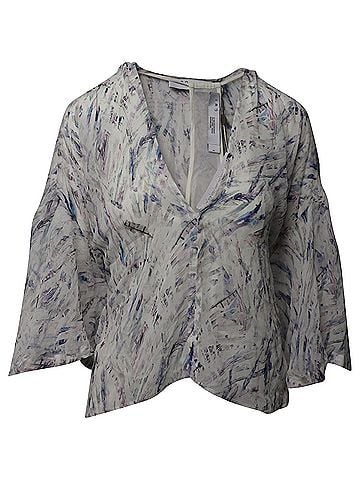 IRO Iro Justie V-neck Top in White Silk (view 1)