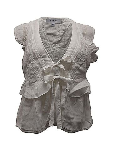 IRO Iro Ruffled Tie-Front Blouse in White Cotton  (view 1)