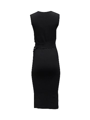 Michael Kors Michael Kors Belt Tie Stretch Dress in Black Viscose (view 1)