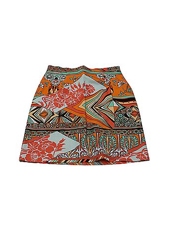 MSGM MSGM Floral-printed Mini Pencil Skirt in Orange Cotton (view 1)