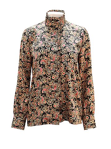 Sandro Sandro Paisley-print Shirt in Black Print Satin (view 1)