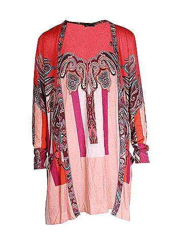 ETRO Etro Printed Open-Front Cardigan in Multicolor Silk (view 1)