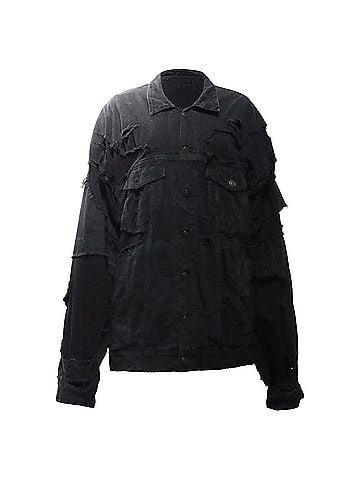 Balenciaga  Balenciaga Unity Sports Icon Patchwork Denim Jacket in Black Cotton (view 1)