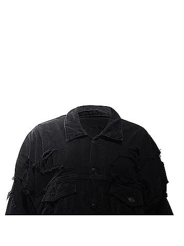 Balenciaga  Balenciaga Unity Sports Icon Patchwork Denim Jacket in Black Cotton (view 2)
