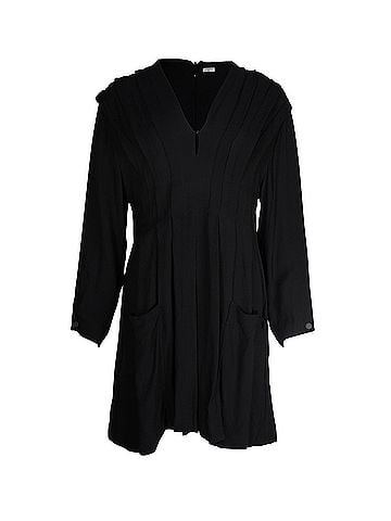 Sandro Sandro Paris Milene Pleated Crepe Mini Dress in Black Viscose (view 1)
