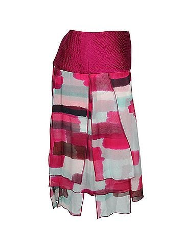 Diane von Furstenberg Diane Von Furstenberg Geometric Panels Flowy Skirt in Pink Silk (view 2)