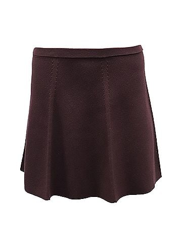 Theory Theory High Waisted A-line Skirt in Burgundy Viscose (view 1)