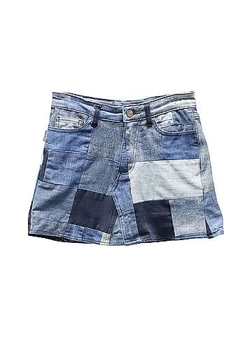 Zadig & Voltaire Zadig & Voltaire Patch Work Mini Skirt in Multicolor Cotton Denim  (view 1)