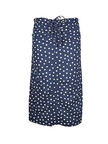 A.P.C. A.P.C. Polka Dot Midi Skirt in Blue Cotton (view 1)
