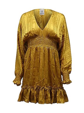 Ulla Johnson Ulla Johnson Odette Mini Dress in Gold Silk (view 1)