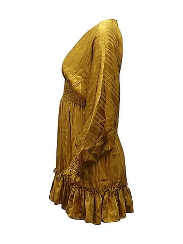 Ulla Johnson Ulla Johnson Odette Mini Dress in Gold Silk (view 2)