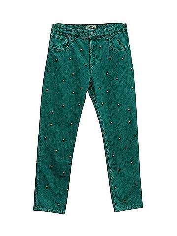 Isabel Marant Isabel Marant Etoile Pearl Studded Jeans in Green Cotton (view 1)