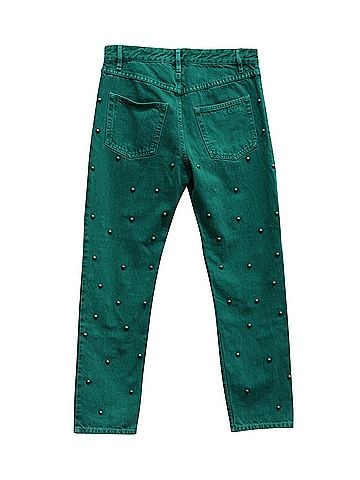 Isabel Marant Isabel Marant Etoile Pearl Studded Jeans in Green Cotton (view 2)