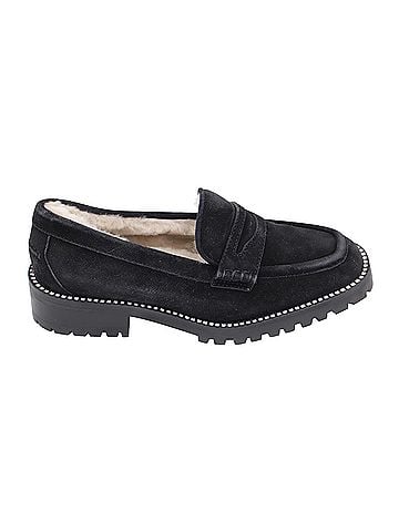 Jimmy Choo Jimmy Choo Deanna Crystal-Embellished Shearling-Lined Loafers in Black Suede (view 1)