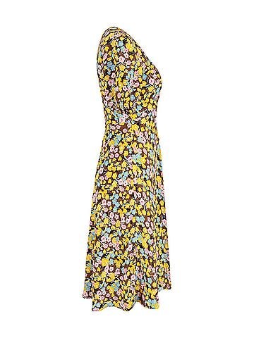 Diane von Furstenberg Diane Von Furstenberg Floral Midi Dress in Yellow Viscose (view 2)