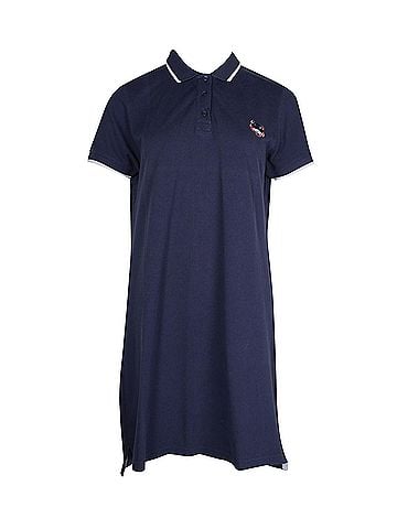 Kenzo Kenzo Tiger Embroidered Polo Shirt Dress in Navy Cotton (view 1)