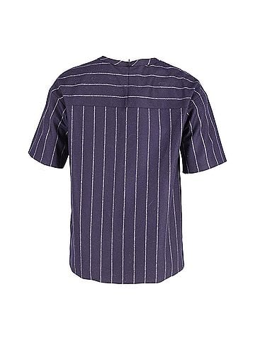 Joseph Joseph Caleb Striped Shirt in Navy Blue Wool (view 2)